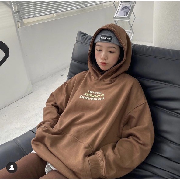 Áo Hoodie nâu mũ 2 lớp form thụng-6C0T
