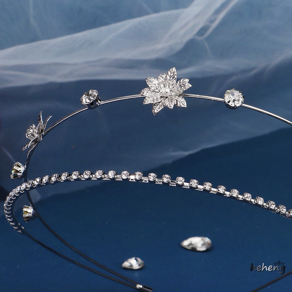 Băng Đô Cài Tóc Đính Đá Hình Hoa Dành Cho Phù Dâu