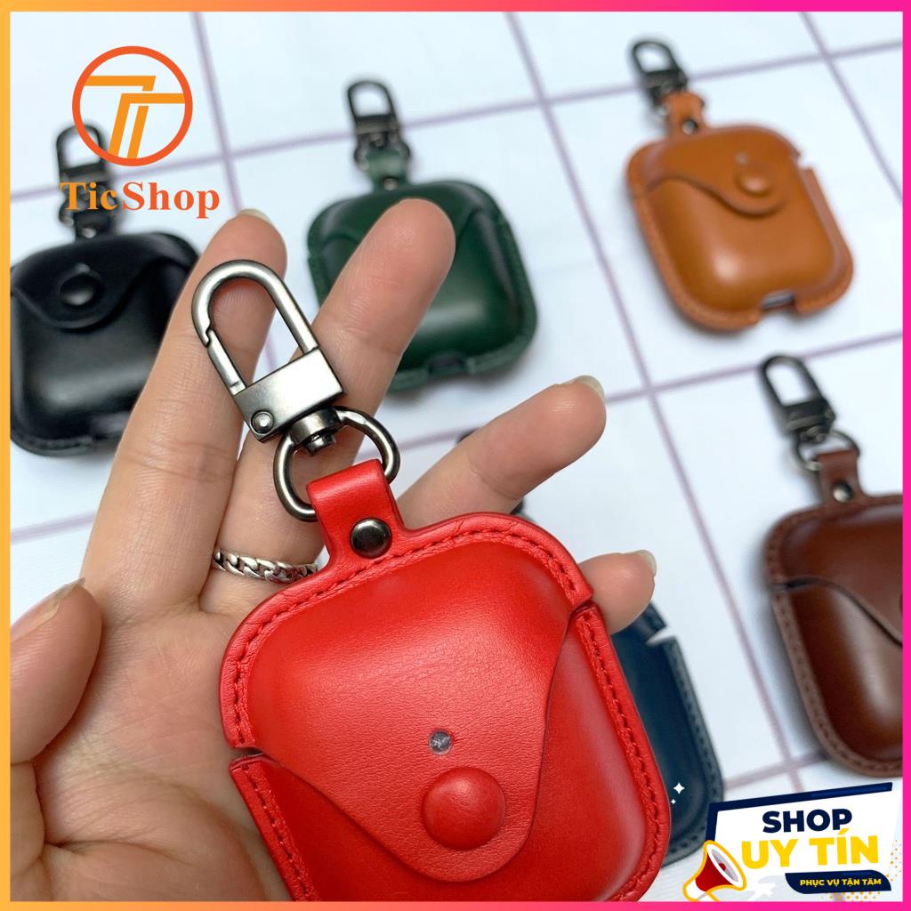 BAO DA BẢO VỆ CHO AIRPOD 2 VÀ 1 KÈM MÓC KHÓA THỜI TRANG SANG TRỌNG