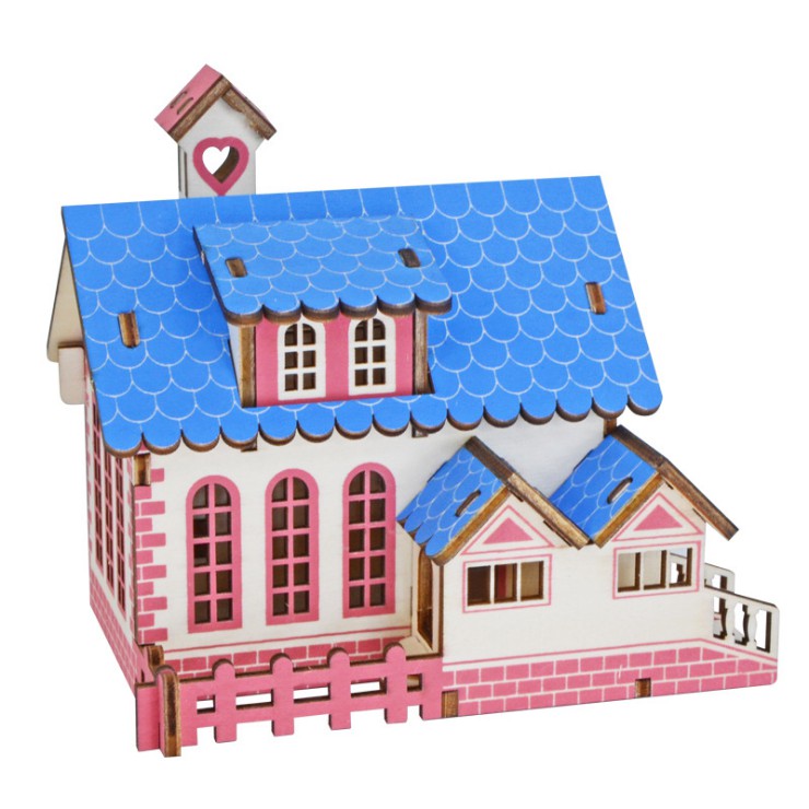Đồ chơi lắp ráp gỗ 3D Mô hình Nhà gỗ Blue Dream House LC-P499