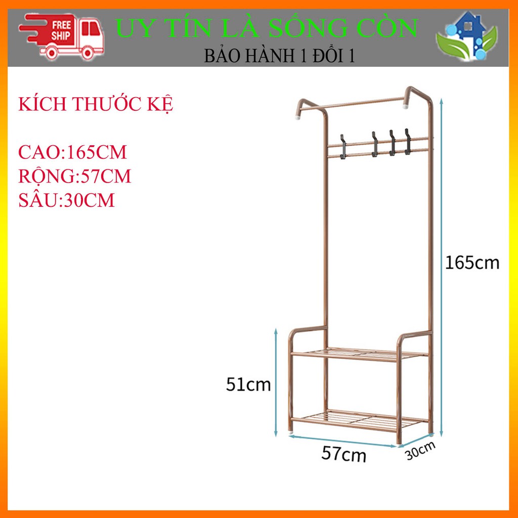 Kệ quần áo chữ L  2 tầng khung kim loại nhập khẩu có móc treo phụ