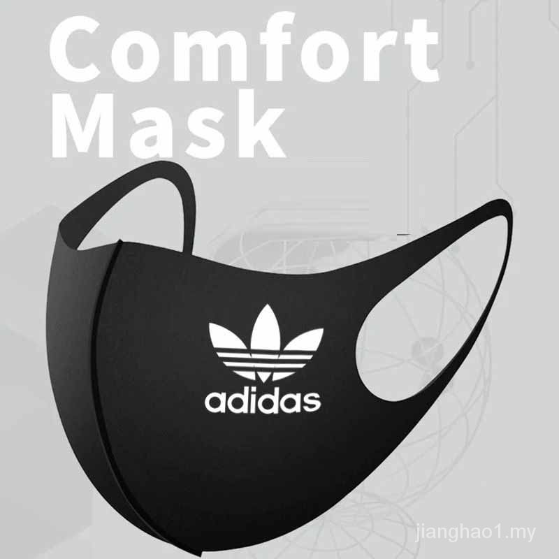 (Hàng Mới Về) Khẩu Trang Adidas Màu Đen Chất Liệu Cotton Lụa Lạnh Thoáng Khí Có Thể Giặt Sạch Dành Cho Nam Và Nữ