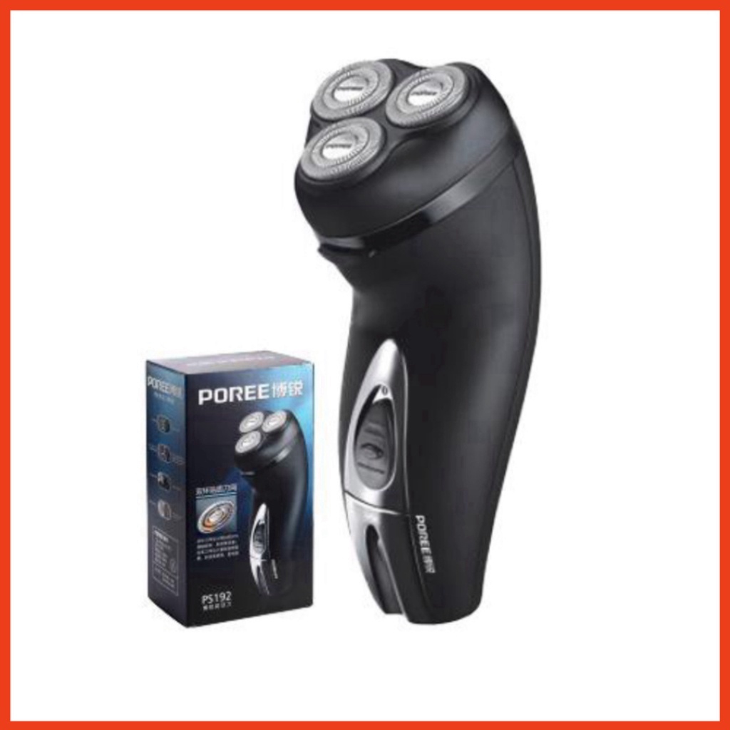 Máy Cạo Râu 3 Lưỡi cao cấp Poree Ps 195 Dễ Sử Dụng Cạo Sạch Pin Bền Chính Hãng