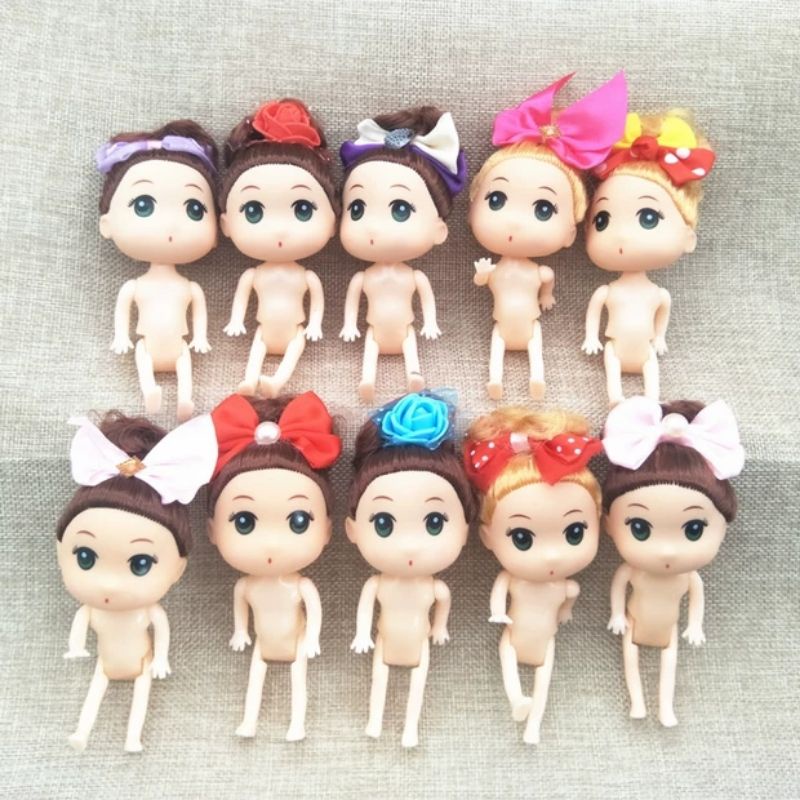 Búp bê chibi không váy trang trí bánh kem, phụ kiện bánh sinh nhật