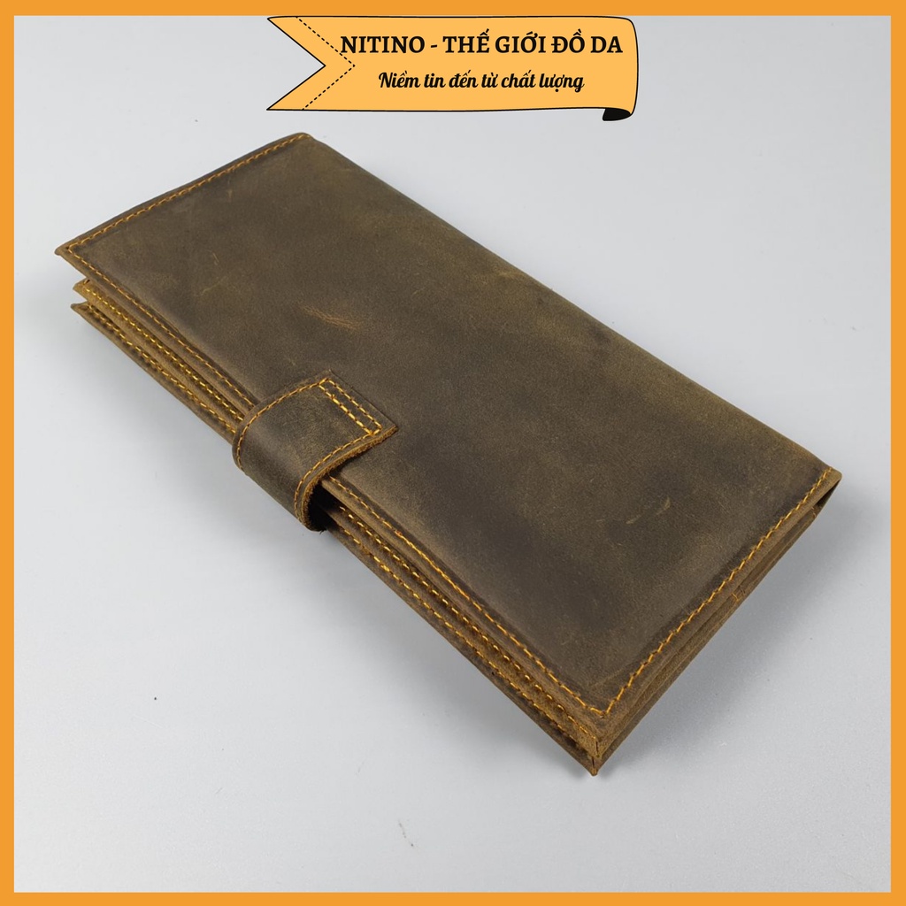 Ví da bò sáp cầm tay, ví dài nam nữ cao cấp đựng vừa điện thoại VD10