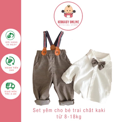 Set yếm công tử cho bé trai kèm nơ cổ