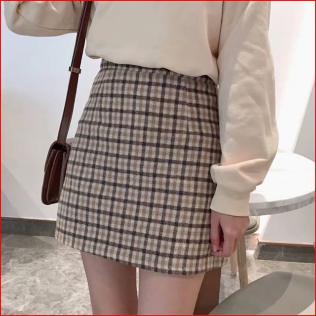 CHÂN VÁY DẠ KẺ Ô (CÓ ẢNH THẬT)