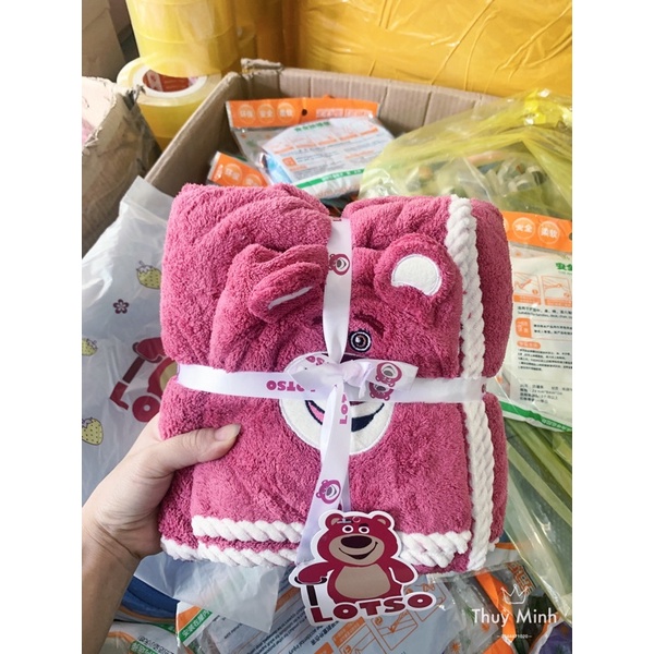 SET 2 khăn tắm kèm khăn mặt hình gấu dâu Losto Disney dễ thương