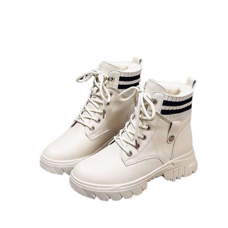 Giày bốt Martin cotton cổ cao đến mắt cá chân thời trang thu đông mới cho nữ 2021