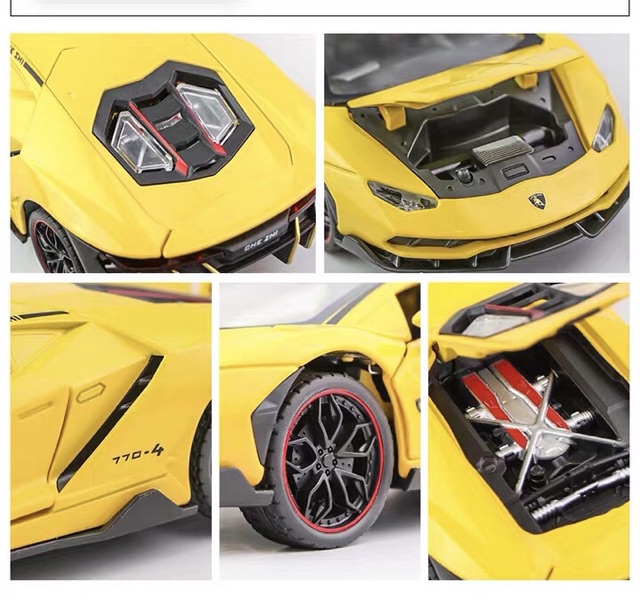 Có sẵn  Mô Hình Xe Kim Loại 1:24 Lamborghini LP770-4  Vàng Đen Đỏ