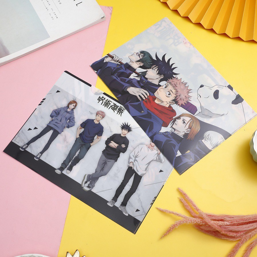 COSER KING 1Pcs A4 File Folder Cartoon Pattern A4 Folder Anime Jujutsu Kaisen Cosplay Itadori Yuji Fushiguro Megumi