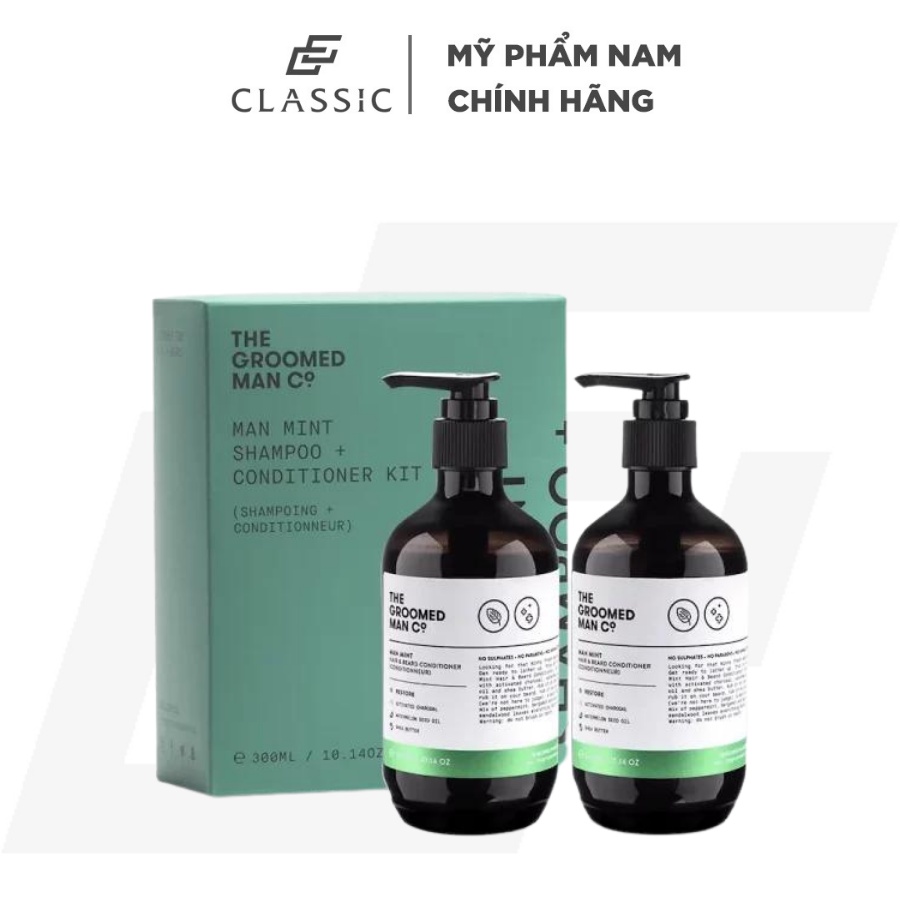 Bộ Dầu Gội &amp; Xả The Groomed Man Co. Man Mint Hair and Beard