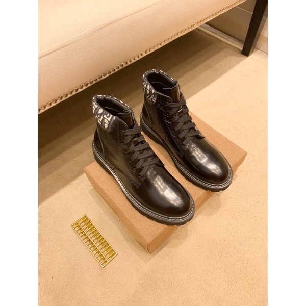 Giày bốt/ giày Oxford nam Dior CD da bò cao cấp, cổ giày phối họa tiết logo tinh tế
