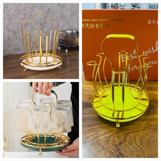 Giá Úp Ly, Úp Cốc Nạm Vàng (Tặng Kèm Khay Hứng)