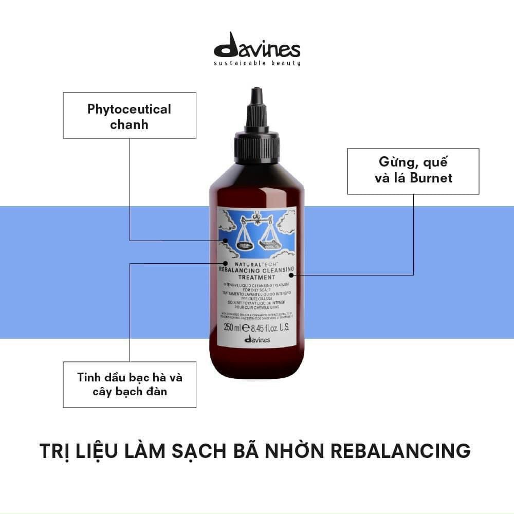 Dung Dịch Làm Sạch Bã Nhờn Cho Da Đầu Dư Thừa Dầu Davines Rebalancing Cleansing Treatment Chính Hãng - 250ml