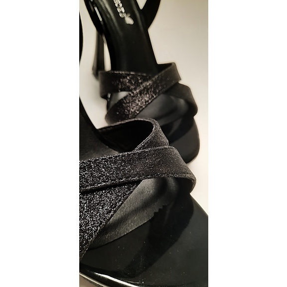 Sandal cao gót đế đúp quai chéo kim tuyến dễ đi, êm chân, thích hợp phối nhiều trang phục 10cm - NS2137