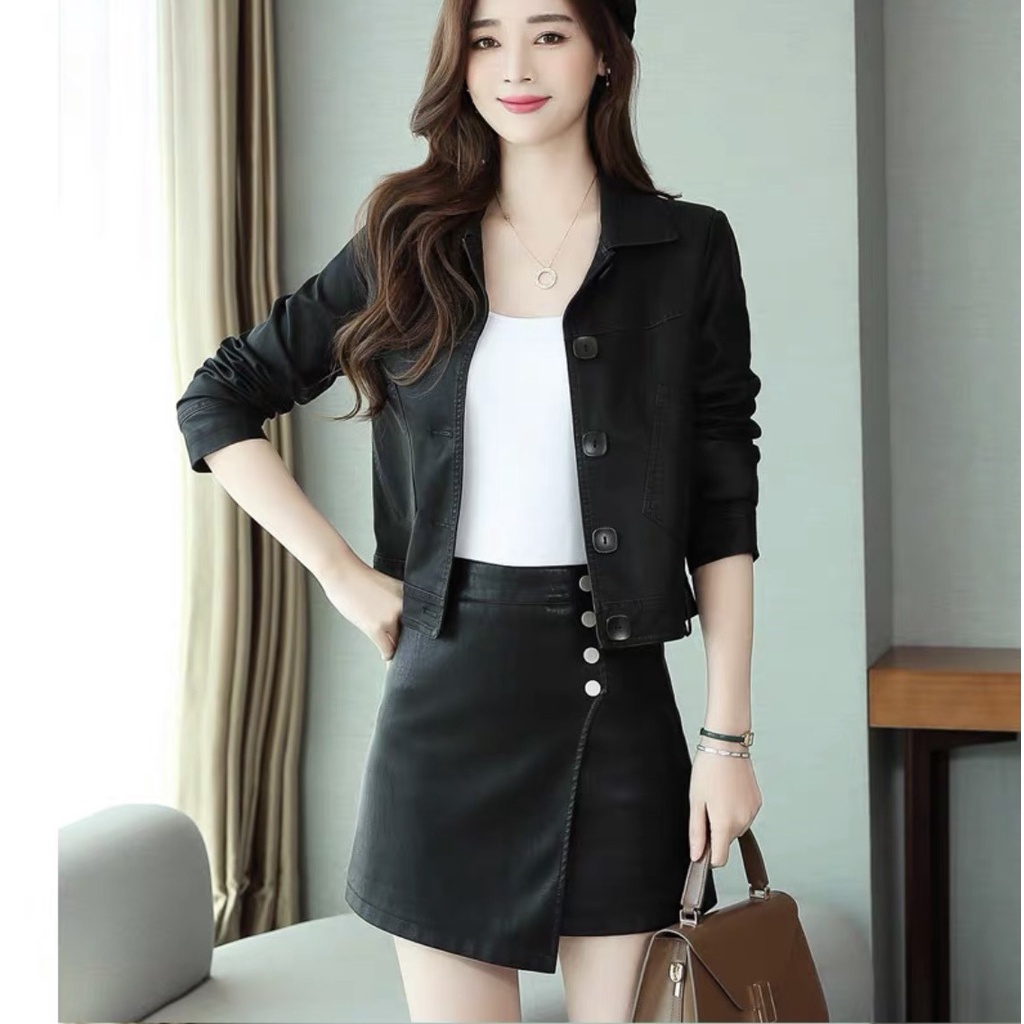 Áo nữ kaki giả jean croptop, áo phối nút