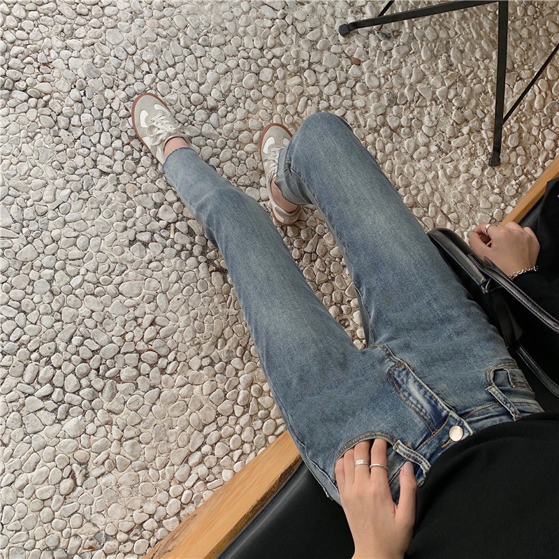  Xiaozhainv Quần jeans thời trang nữ ống rộng lưng cao phong cách Hàn Quốc | BigBuy360 - bigbuy360.vn