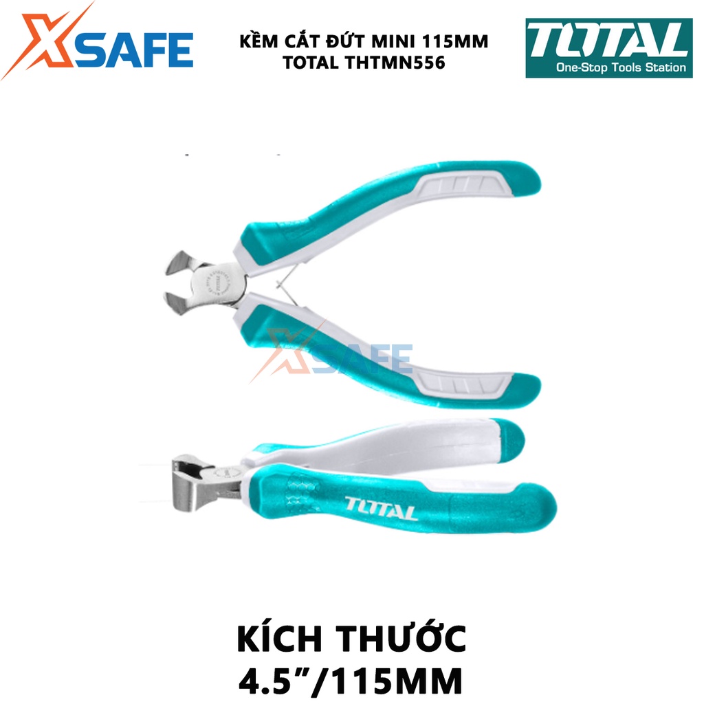 Kềm cắt đứt mini TOTAL THTMN556 | Kìm cắt đứt kích thước 4,5&quot;/115mm, thép CR-V, tay cầm cách điện,bọc cao su chống trượt