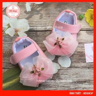 Giầy Cho Bé Sơ Sinh 0 12 Tháng 💖FREESHIP💖 Giầy Tập Đi Bé Gái Hồng Phấn Đính Nơ Cực Cute