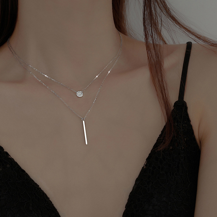 Dây Chuyền Hợp Kim Đính Đá Hình Vuông Xinh Xắn Cho Nữ