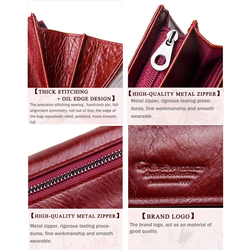 2020 Contact C2147 - Bảo Hành 2 Năm - Bóp Ví Đứng Dài Cầm Tay Da Ngựa Điên Women Wallet Genuine Bò - Nam Nữ | BigBuy360 - bigbuy360.vn