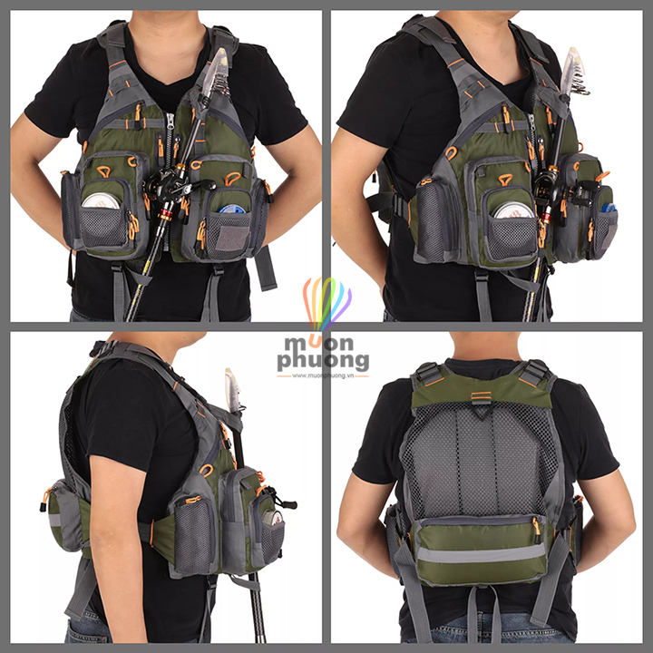 Áo phao bơi người lớn cứu hộ ghi lê cao cấp câu cá dã ngoại nhiều túi nam nữ - MUÔN PHƯƠNG SHOP