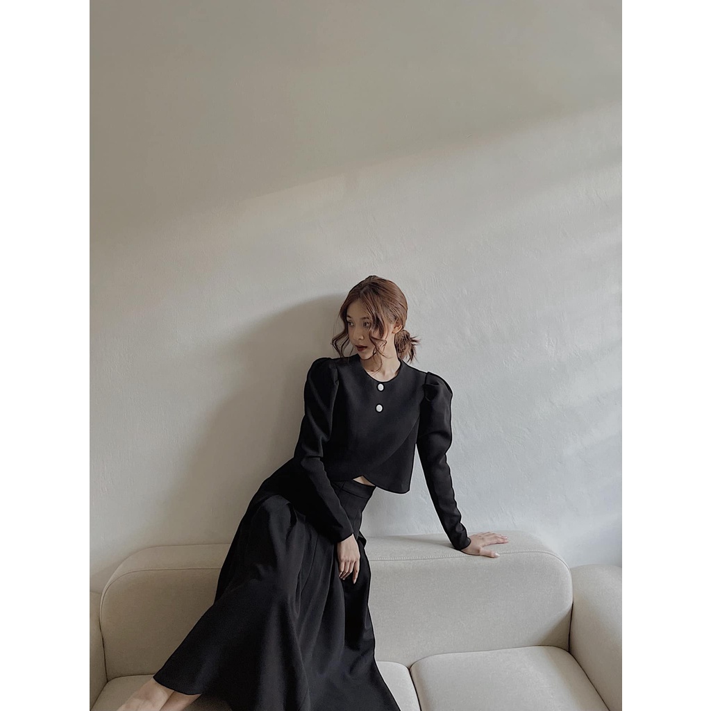 LISA SET - Set áo croptop chân váy Hàn Quốc, sang chảnh