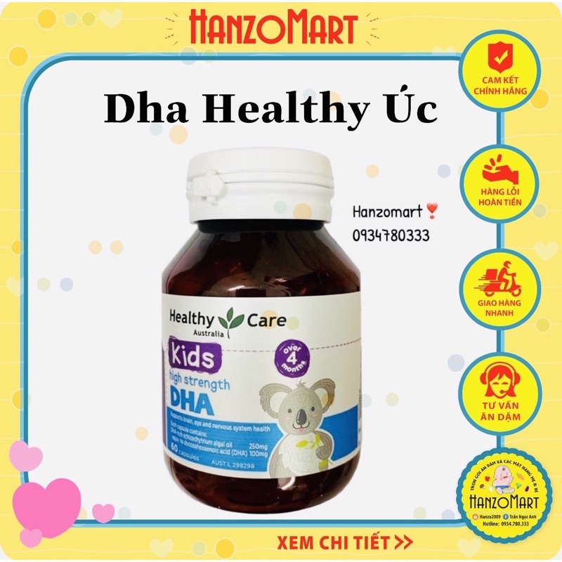 Viên uống DHA Heathy Care 60 viên ( khử mùi tanh) cho bé