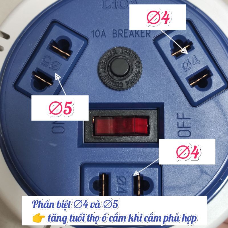 Ổ cắm quay LiOA MINI du lịch dây dài 3 Mét model OQMN3