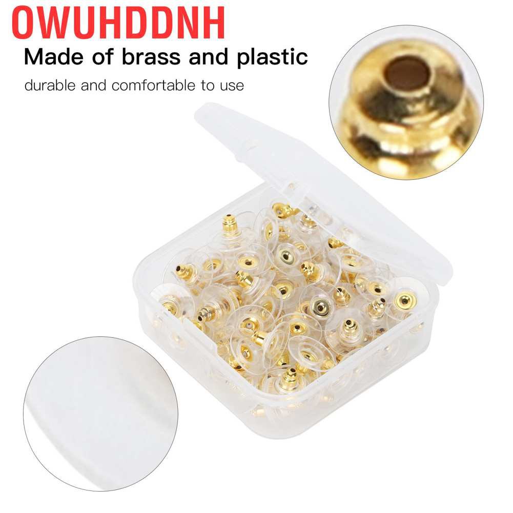 Owuhddnh 100Pcs Earring Backs Post Backings Stopper Replacement Stud Secure Hook