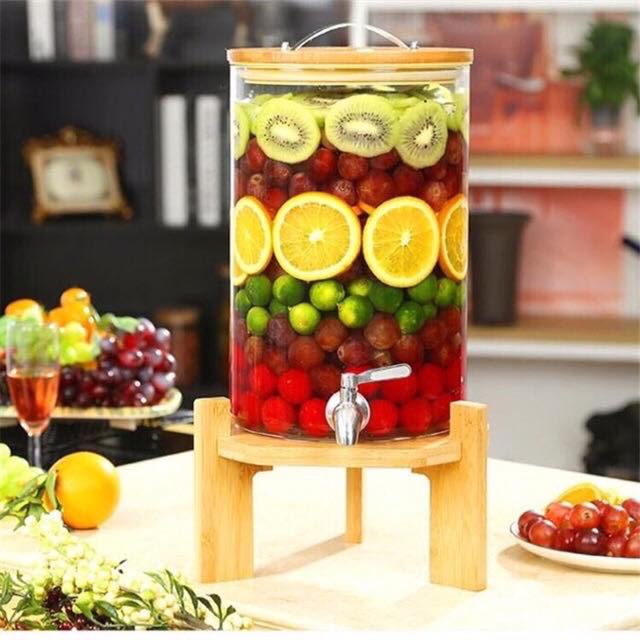 Bình thủy tinh chịu nhiệt có vòi và chân đế dung tích lớn, bình 5L, 7.5L,10L