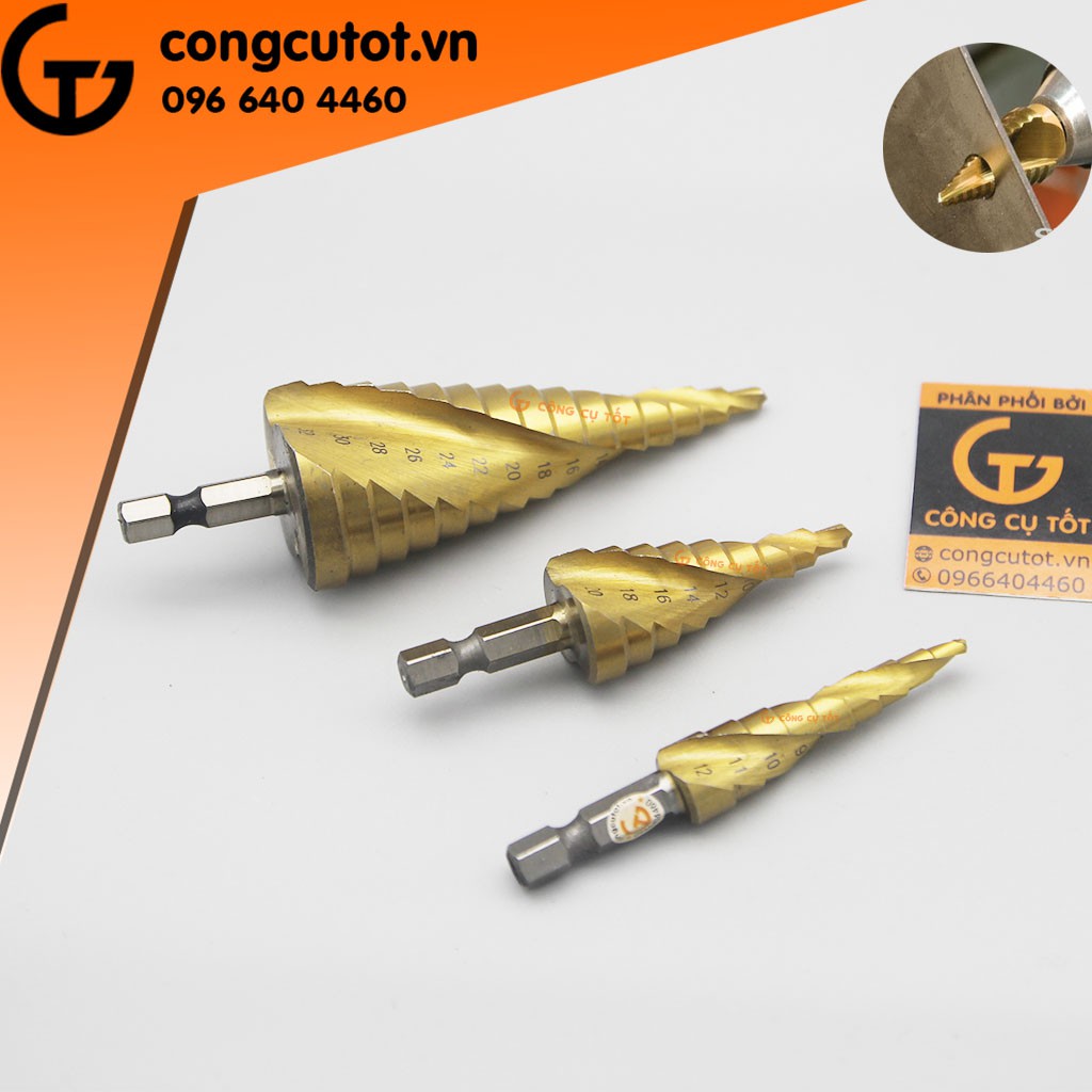 Mũi khoan bước xoắn phủ Titan 4241 chuôi lục
