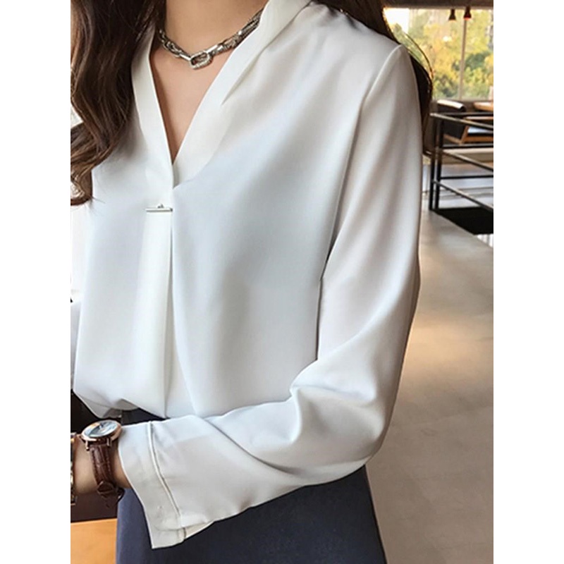 Áo sơ mi Zanzea tay dài cổ chữ v thời trang thanh lịch cho nữ