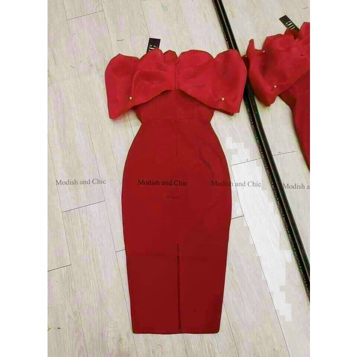 Đầm Nữ ⚡𝙎𝙄𝙀̂𝙐 𝙎𝘼𝙇𝙀⚡ Đâm Body Trễ Vai Phối Voan Xếp Ly Siêu Xinh  - 75079