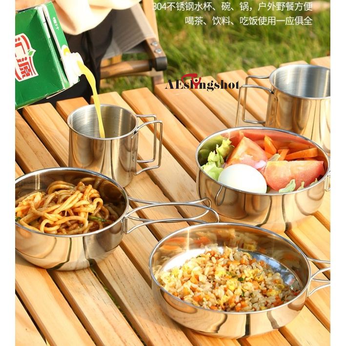 Bộ nồi chảo cốc hiệu CAMEL 8 món, du lịch cắm trại xuất nhật, gọn nhẹ dễ dàng mang đi [DCP2]