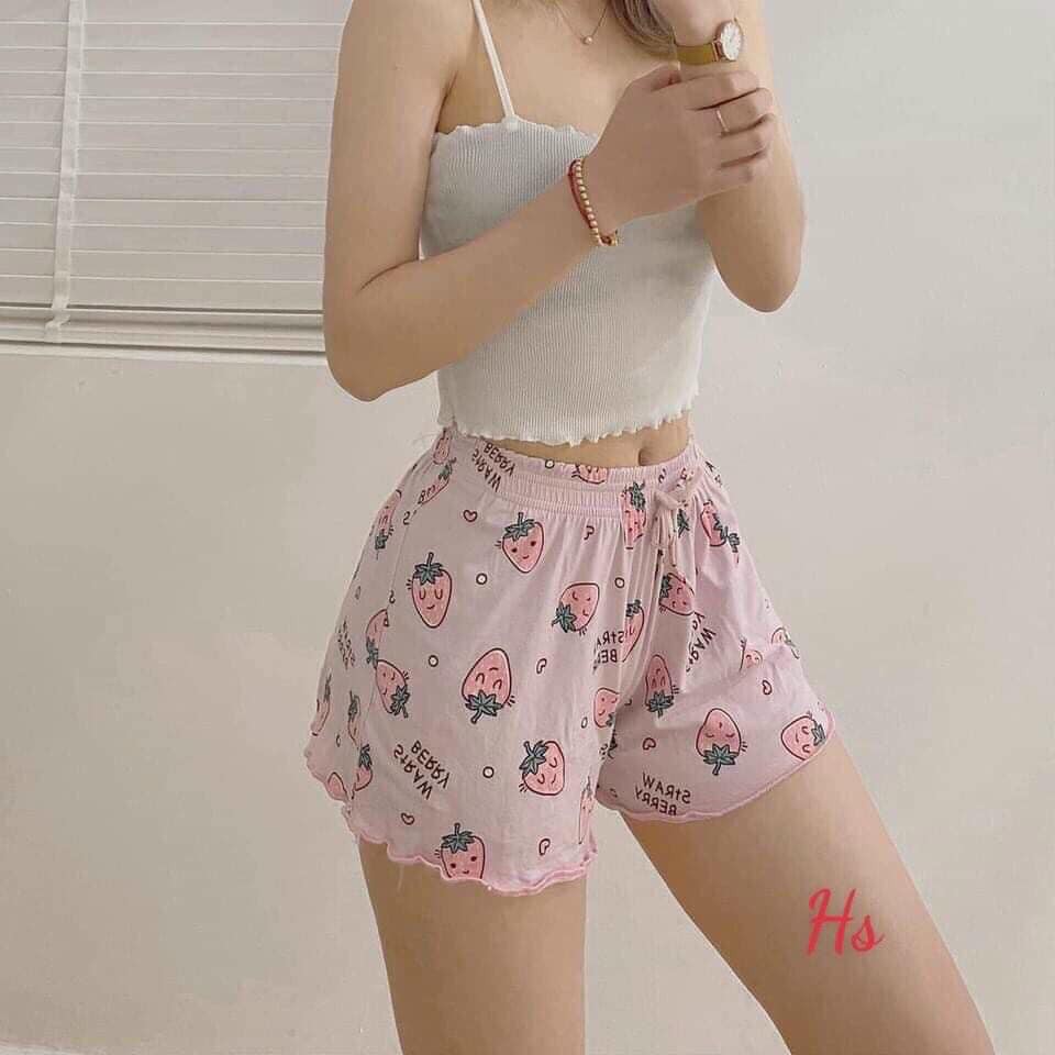 Quần soc nữ cạp chun cuốn viền dáng xòe bồng nhiều họa tiết