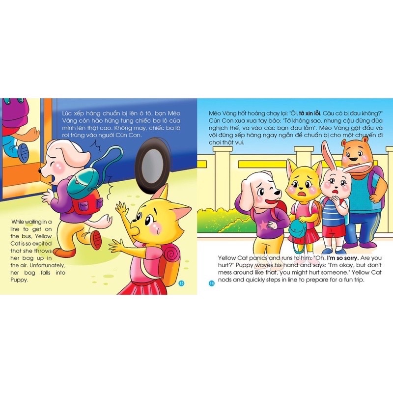 Sách - Truyện Tranh Kỹ Năng Giao Tiếp Ứng Xử Cho Bé  Song Ngữ Việt Anh Có File Nghe Đọc Tiếng Anh - bộ 10 cuốn