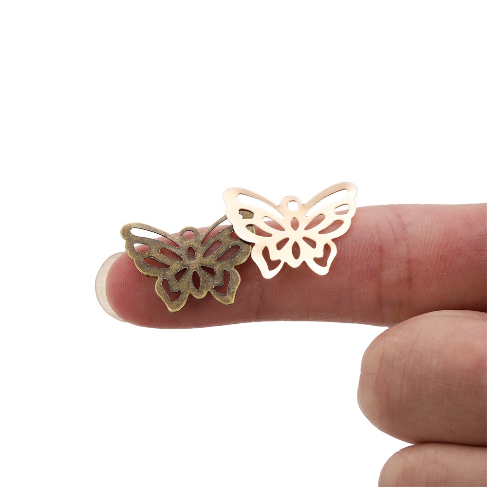 St.KUNKKA Set 100 phụ kiện đính móng trang trí ST.KUNKKA hình bướm bằng kim loại