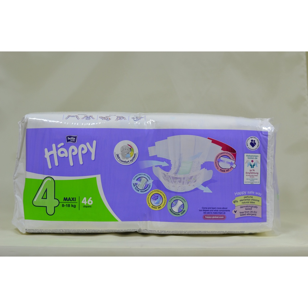 Bỉm, tã dán cao cấp BELLA HAPPY nhập khẩu Pháp 46 miếng cho bé 8-18kg thoáng mát, thấm hút, chống tràn