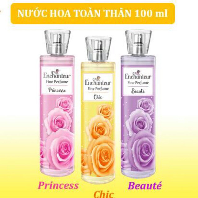 NƯỚC HOA TOÀN THÂN ENCHANTEUR  100ML( ĐỦ MÙI)