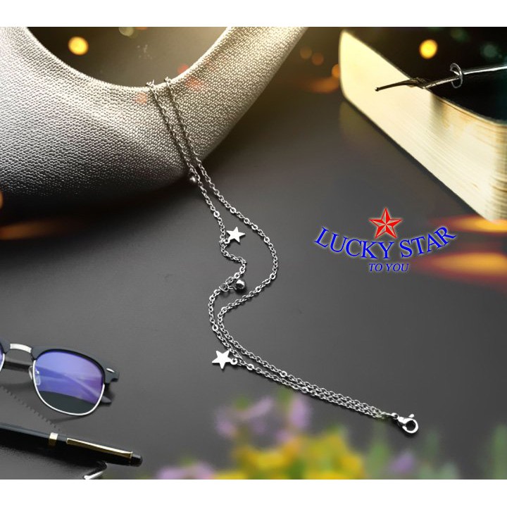 Lắc chân ngôi sao 2 tầng đính bi xinh xắn
