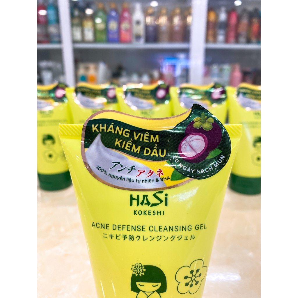 Gel Rửa Mặt Da Mụn Kiềm Dầu HaSi Kokeshi Acne Defense Cleansing 100ml