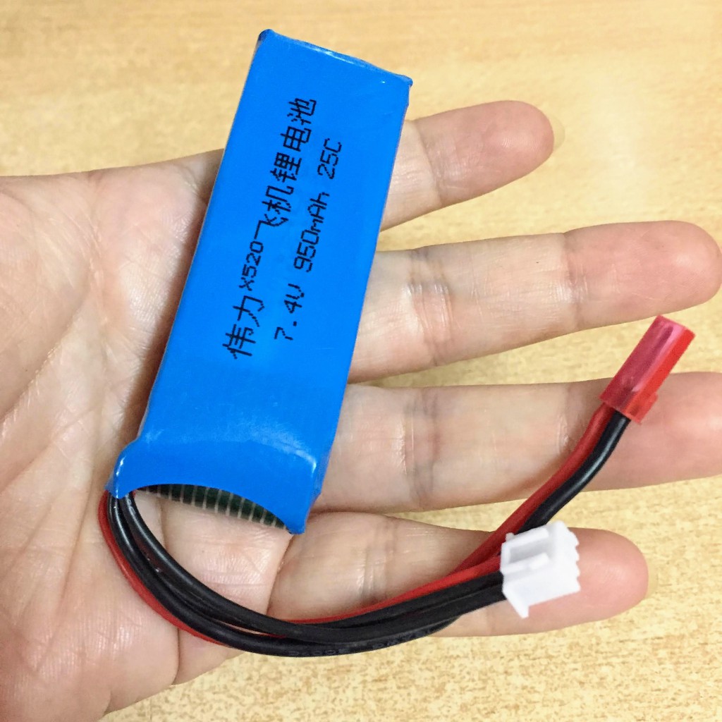 Pin sạc 7.4V 950mAh 25C cho máy bay cánh bằng XK X520