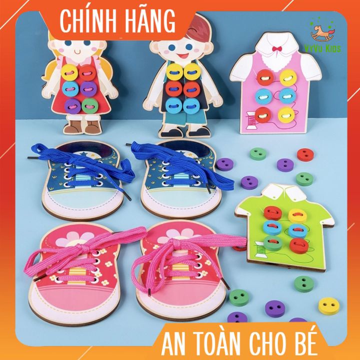 Đồ chơi gỗ tập buộc dây cho bé Montessori♥️ CHÍNH HÃNG♥️ ĐỒ CHƠI GIÁO DỤC♥️ Tăng khả năng tư duy logic cho bé