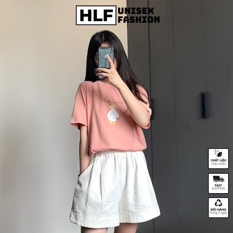 Áo phông nữ nam Unisex form rộng Lovely Duck, áo thun tay lỡ HLFashion