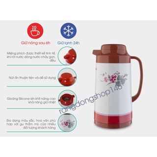 Phích nước Rạng Đông cao cấp 1 lít, nhỏ gọn, nút ấn tiện dụng RD 1040TS