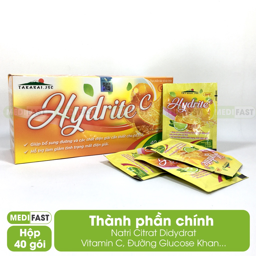 Oresol bột điện giải Hydrite C bù nước và bổ sung chất điện giải cần thiết cho cơ thể - Hộp 40 gói