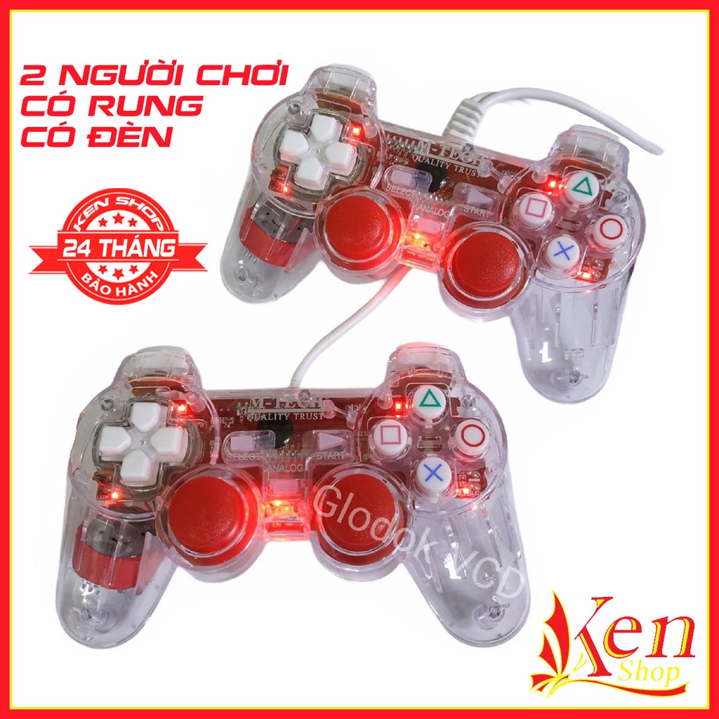 Tay cầm chơi game điện tử pc 2 người chơi có tích hợp đèn led, rung tương tác cho cảm giác chân thực hơn