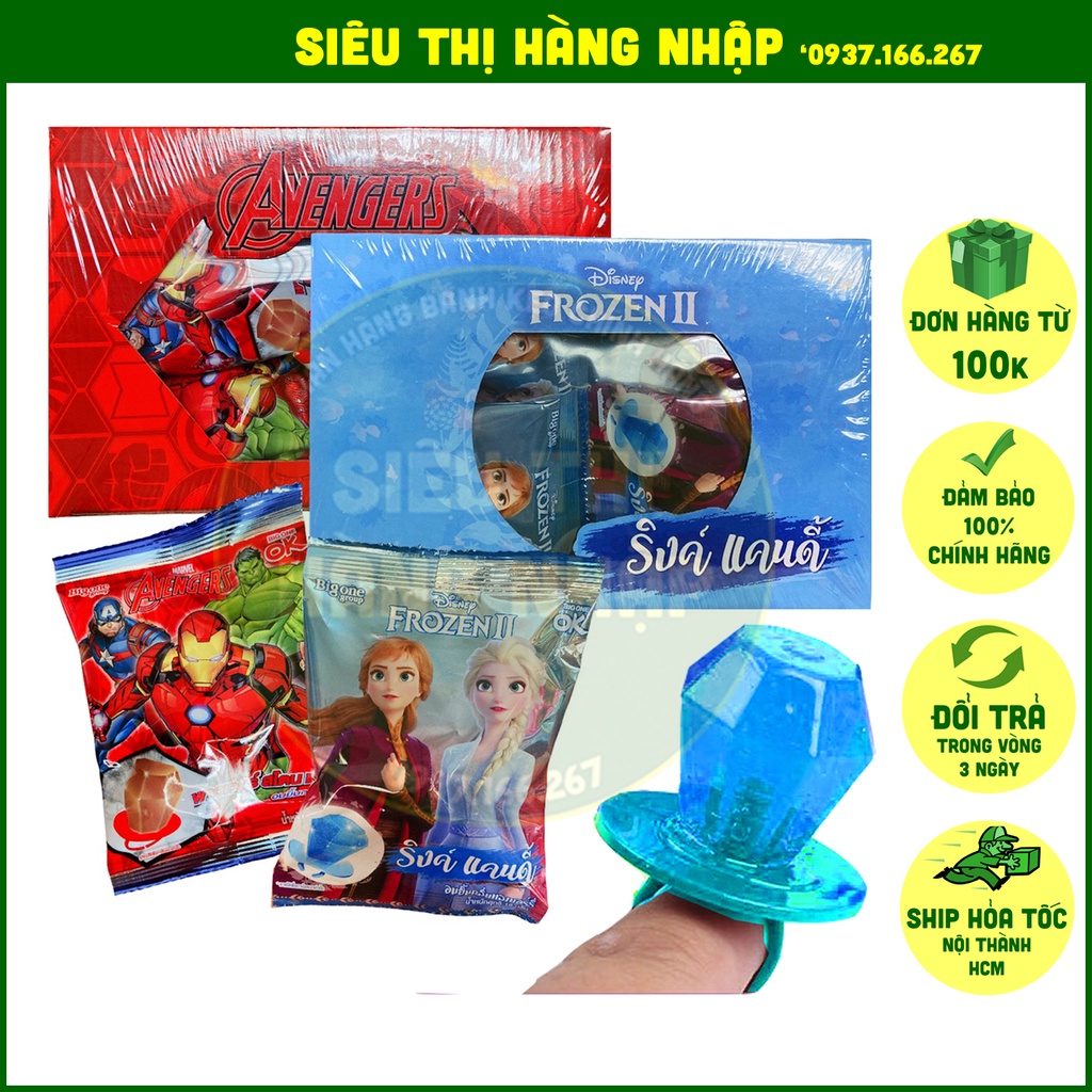 Kẹo nhẫn kim cương công chúa Elsa &amp; siêu anh hùng Avengers Thái Lan cho bé gái &amp; bé trai